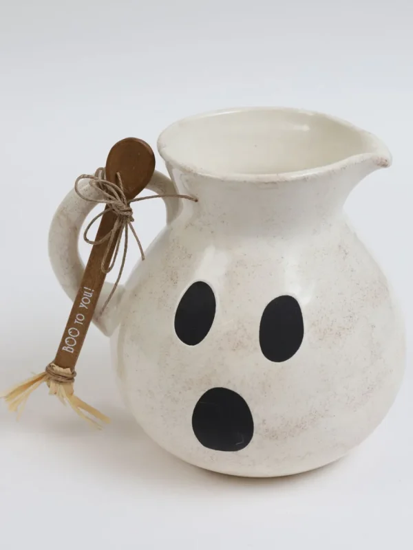 Inspire Me! Home Decor Ghost Ceramic Pitcher With Broom Spoon