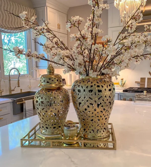 Inspire Me! Home Decor Ginger Jars Gold Beaded Ginger Jar (2 Sizes)