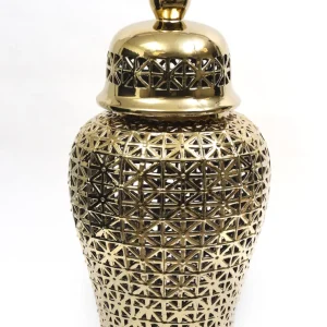 Inspire Me! Home Decor Ginger Jars Extra-Oversized Gold Pierced Patterned Floor Ginger Jar