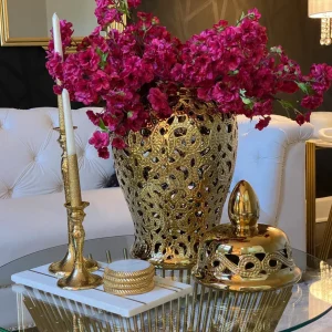 Inspire Me! Home Decor Ginger Jars Gold Beaded Ginger Jar (2 Sizes)