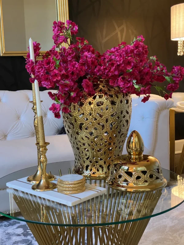Inspire Me! Home Decor Ginger Jars Gold Beaded Ginger Jar (2 Sizes)