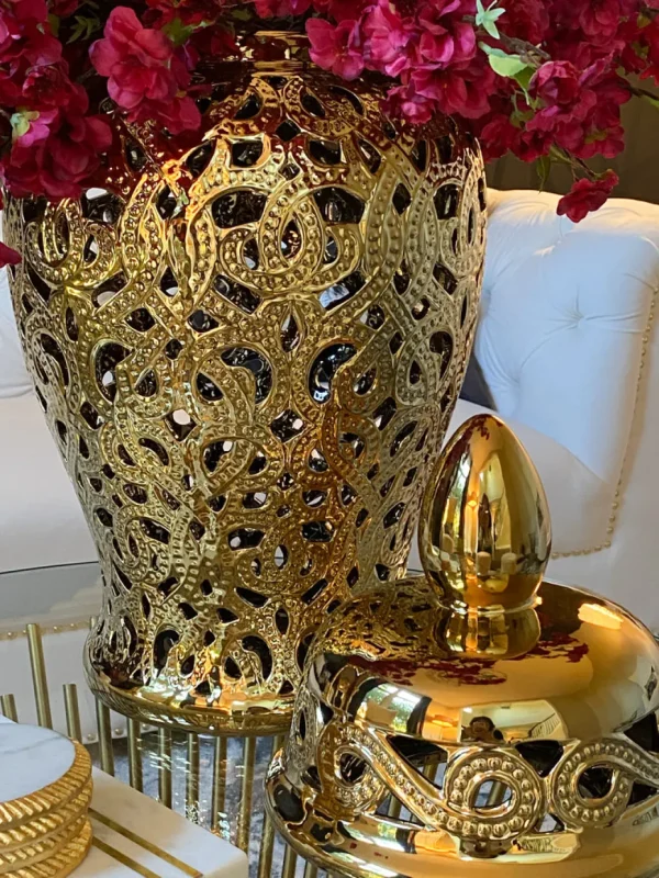Inspire Me! Home Decor Ginger Jars Gold Beaded Ginger Jar (2 Sizes)