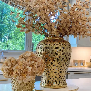 Inspire Me! Home Decor Ginger Jars Gold Beaded Ginger Jar (2 Sizes)