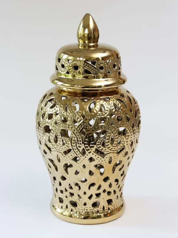 Inspire Me! Home Decor Ginger Jars Gold Beaded Ginger Jar (2 Sizes)