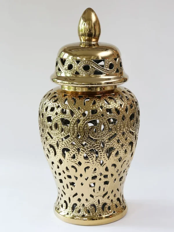 Inspire Me! Home Decor Ginger Jars Gold Beaded Ginger Jar (2 Sizes)