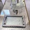 Inspire Me! Home Decor Glass Rectangle Tray With Silver Handles And Ruffled Edge