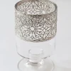 Inspire Me! Home Decor Glass Stem Vase W/ Ornate Silver Metal Rim