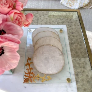 Inspire Me! Home Decor Glass Tray W/ Gold Corner Detail