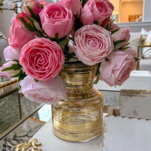 Inspire Me! Home Decor Glass Vase With Metallic Gold Details