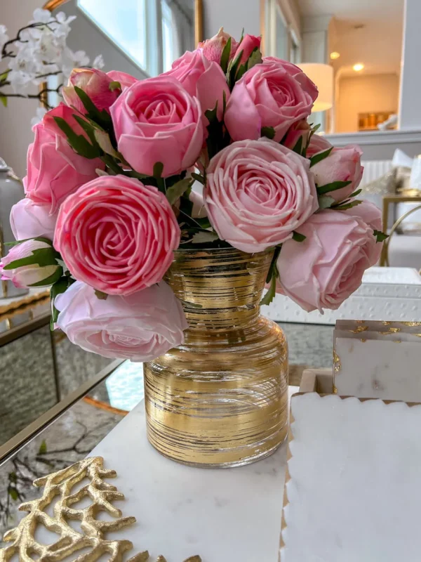 Inspire Me! Home Decor Glass Vase With Metallic Gold Details