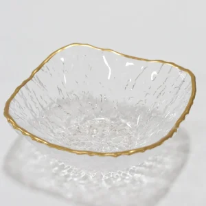 Inspire Me! Home Decor Glass Textured Dessert Bowl With Gold Trim