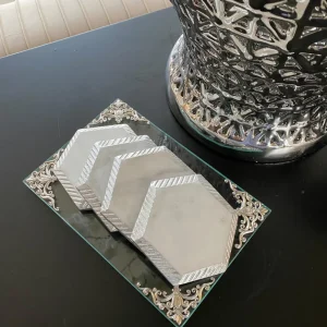 Inspire Me! Home Decor Glass Tray W/ Silver Corner Details And Swarovski Crystals