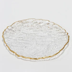 Inspire Me! Home Decor Glass Textured Dessert Plate With Gold Trim