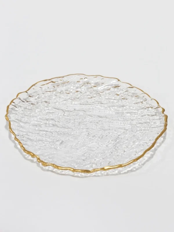 Inspire Me! Home Decor Glass Textured Dessert Plate With Gold Trim