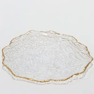 Inspire Me! Home Decor Glass Textured Dinner Plate With Gold Trim