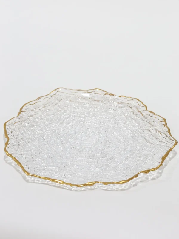 Inspire Me! Home Decor Glass Textured Dinner Plate With Gold Trim