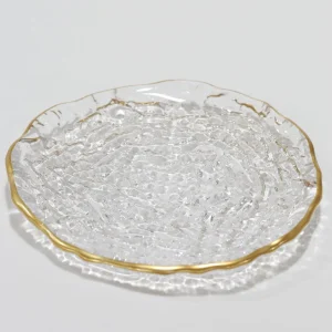 Inspire Me! Home Decor Glass Textured Salad Plate With Gold Trim