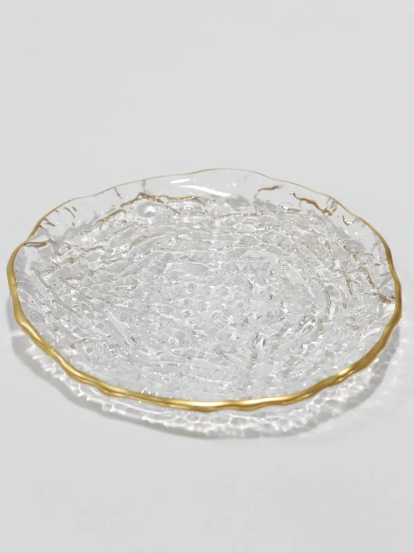 Inspire Me! Home Decor Glass Textured Salad Plate With Gold Trim