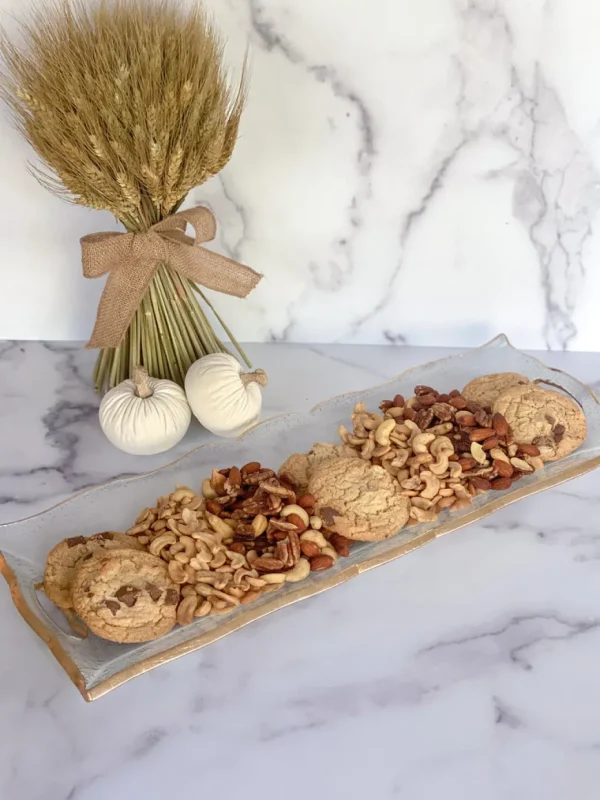Inspire Me! Home Decor Glass And Gold Rectangle Tray With Handles