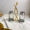 Inspire Me! Home Decor Glass Salt & Pepper Shakers W/ Gold Metal Branch Holder