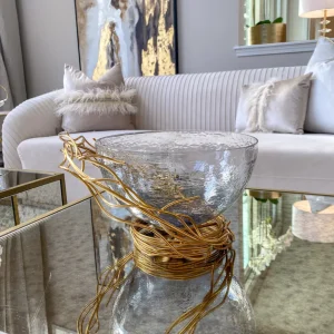 Inspire Me! Home Decor Glass Bowl With Gold Metal Swirl