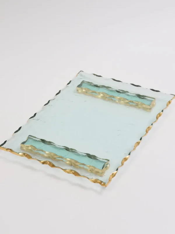 Inspire Me! Home Decor Glass Tray With Hammered Gold Edge