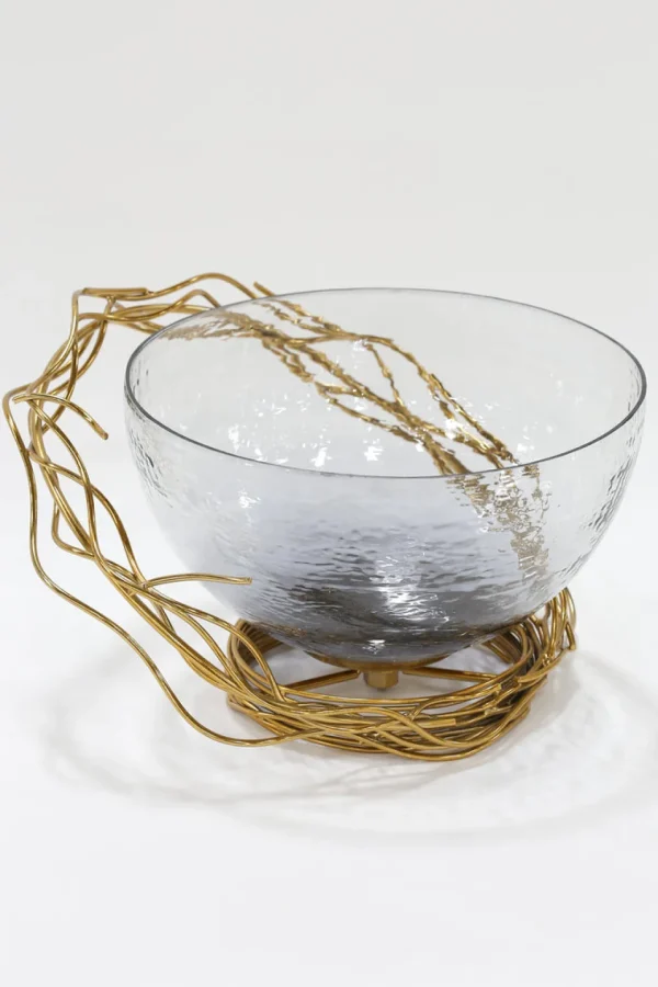 Inspire Me! Home Decor Glass Bowl With Gold Metal Swirl