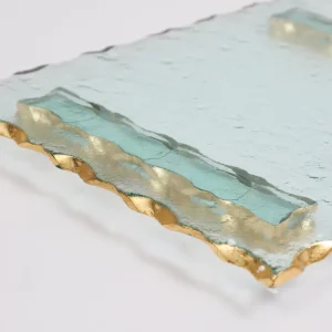 Inspire Me! Home Decor Glass Tray With Hammered Gold Edge