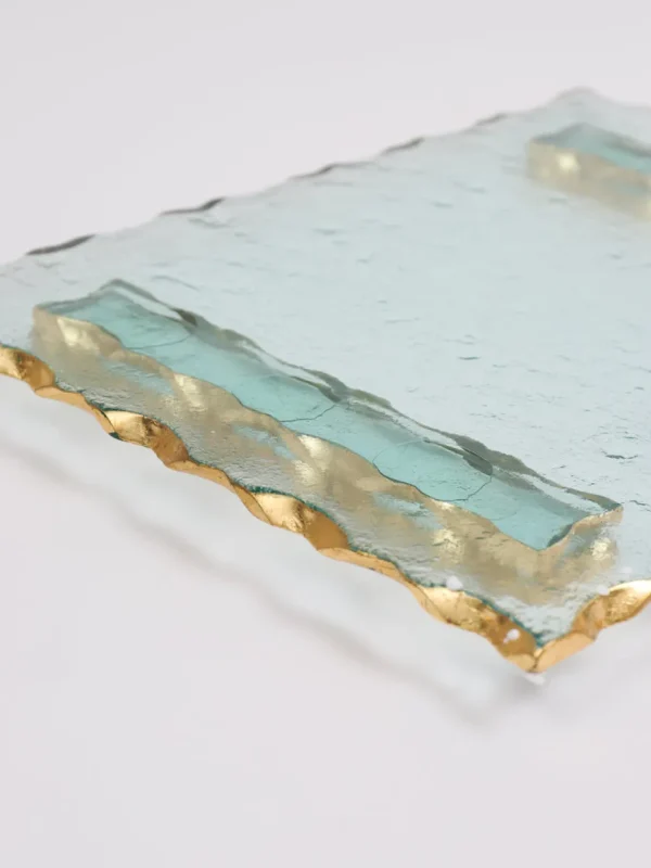 Inspire Me! Home Decor Glass Tray With Hammered Gold Edge