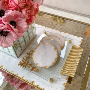 Inspire Me! Home Decor Glass Tray W/ Gold Corner Detail