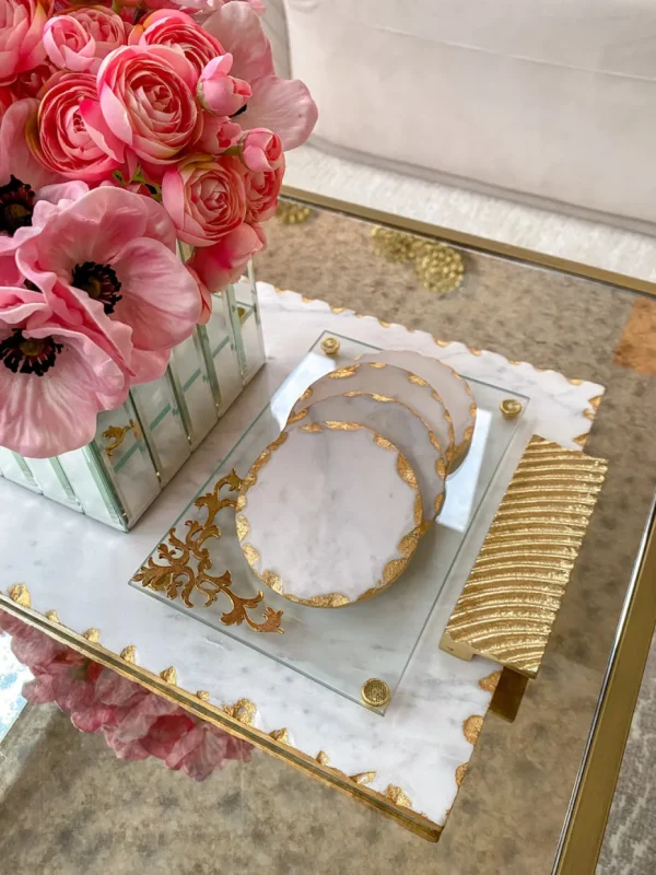 Inspire Me! Home Decor Glass Tray W/ Gold Corner Detail