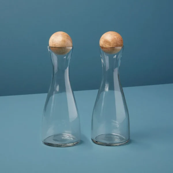 Inspire Me! Home Decor Glass Oil And Vinegar Dispensers With Wooden Stoppers (Set Of 2) KITCHEN