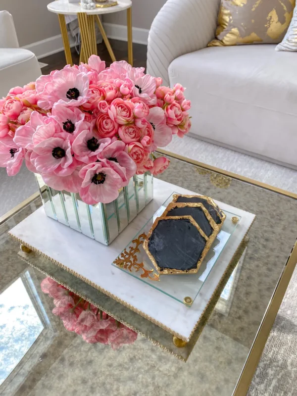 Inspire Me! Home Decor Glass Tray W/ Gold Corner Detail