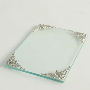 Inspire Me! Home Decor Glass Tray W/ Silver Corner Details And Swarovski Crystals