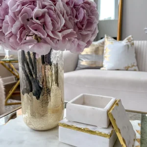 Inspire Me! Home Decor Glass And Metallic Gold Leaf Vase