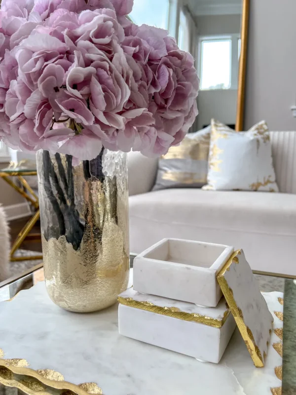 Inspire Me! Home Decor Glass And Metallic Gold Leaf Vase