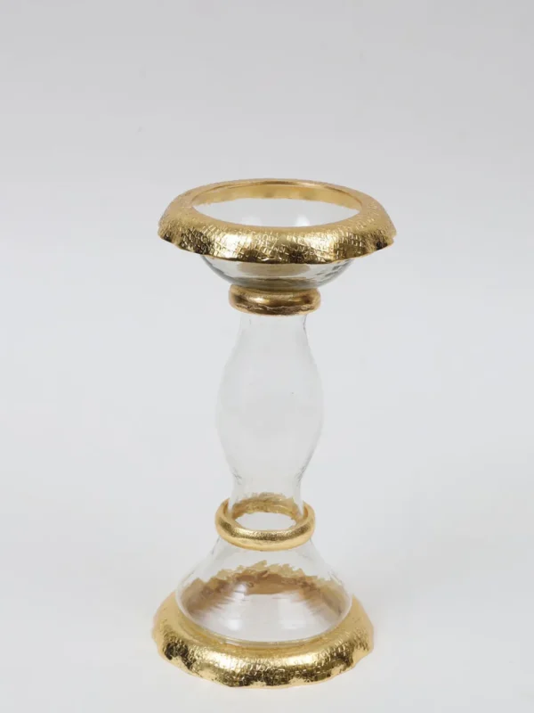 Inspire Me! Home Decor Glass Candle Holders With Gold Ruffle Detail (2 Sizes)