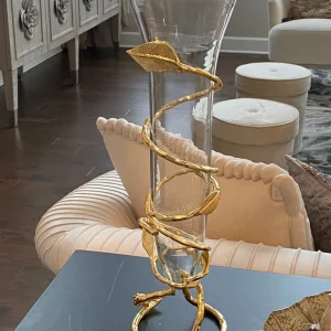 Inspire Me! Home Decor Glass And Metal Spiral Leaf Vase – Gold