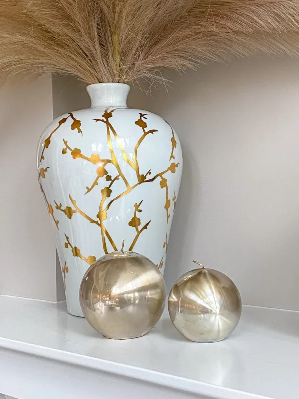 Inspire Me! Home Decor Glossy Gold Metallic Orb Candles (2 Sizes)