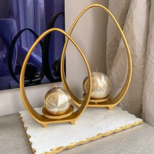 Inspire Me! Home Decor Glossy Gold Metallic Orb Candles (2 Sizes)