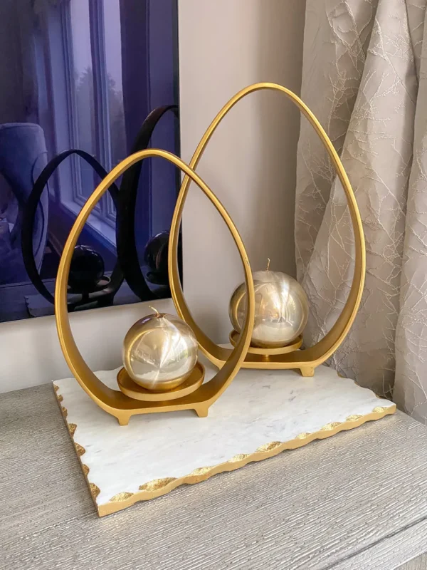 Inspire Me! Home Decor Glossy Gold Metallic Orb Candles (2 Sizes)