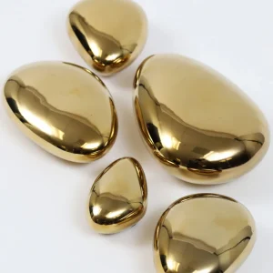 Inspire Me! Home Decor Glossy Gold Ceramic Decorative Stones (Set Of 5)