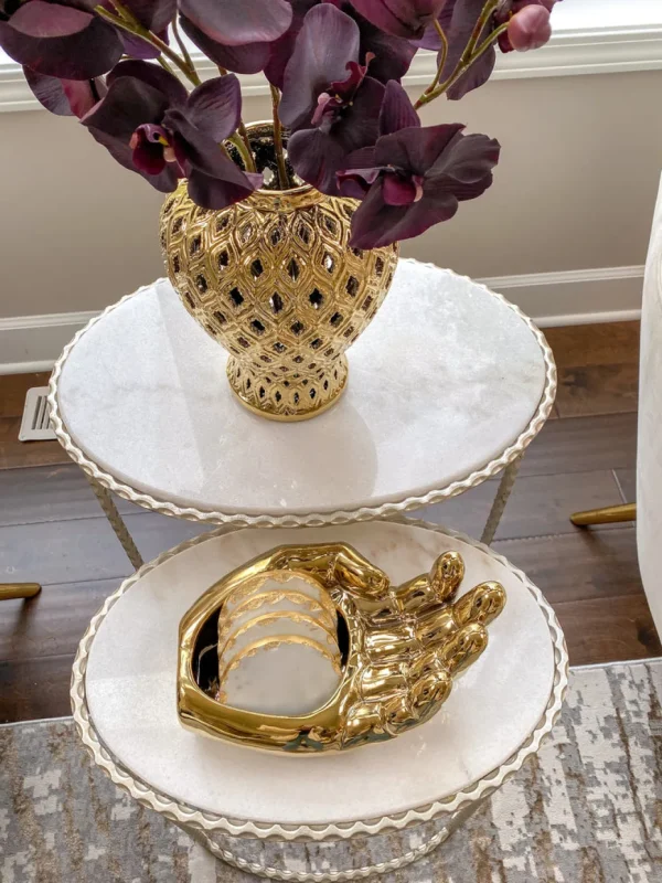 Inspire Me! Home Decor Gold Hand Coaster Holder