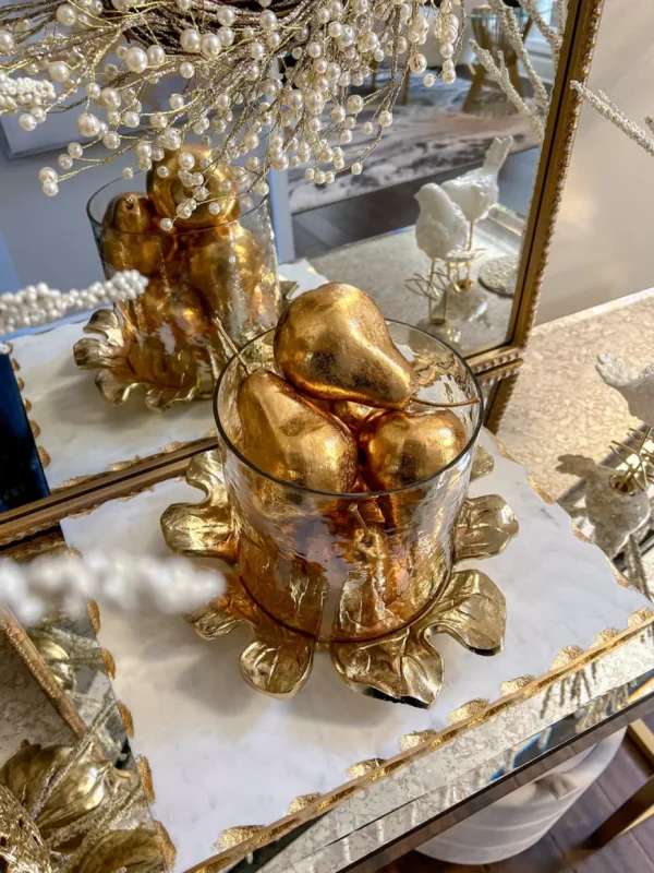 Inspire Me! Home Decor Gold Glass Hurricane With Flower Base
