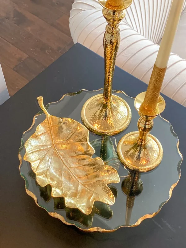 Inspire Me! Home Decor Gold Metal Natural Leaf Dish