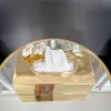 Inspire Me! Home Decor Gold Tissue Box Cover With White Jeweled Flower Details