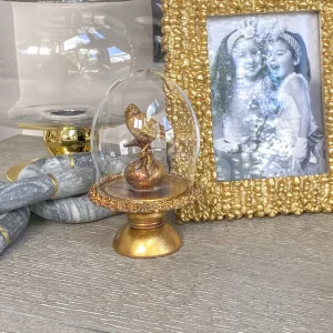 Inspire Me! Home Decor Golden Bird In Glass Cloche