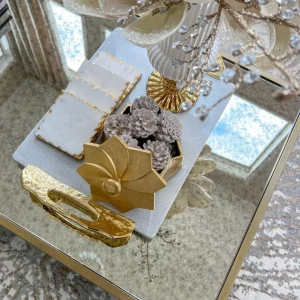 Inspire Me! Home Decor Golden Flower Decorative Box With Lid