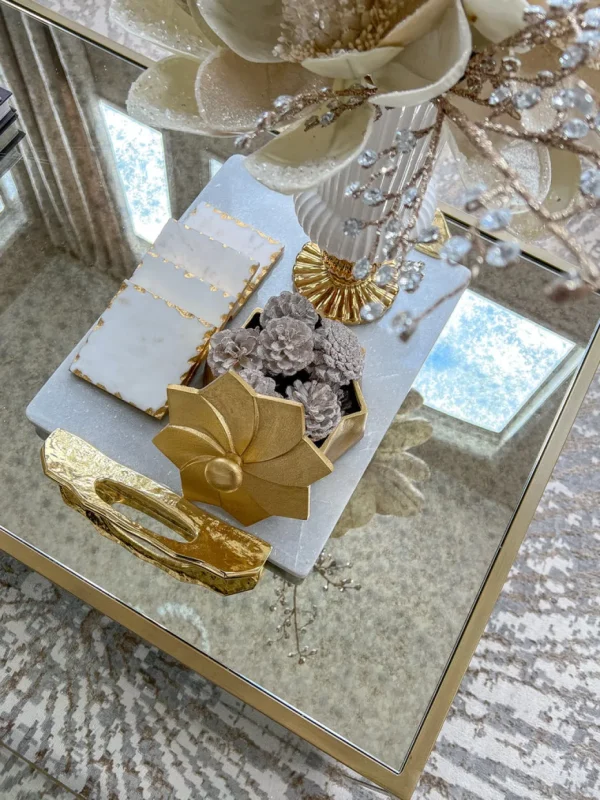 Inspire Me! Home Decor Golden Flower Decorative Box With Lid