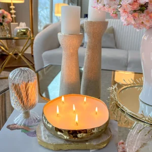 Inspire Me! Home Decor Gold 6 Wick Hammered Candle